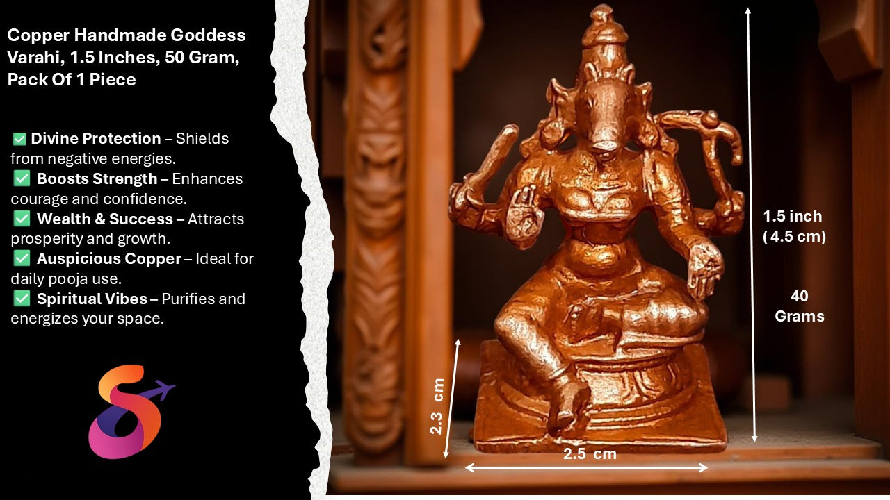 Copper Handmade Goddess Varahi, 1.5 Inches, 50 Gram, Pack Of 1 Piece
