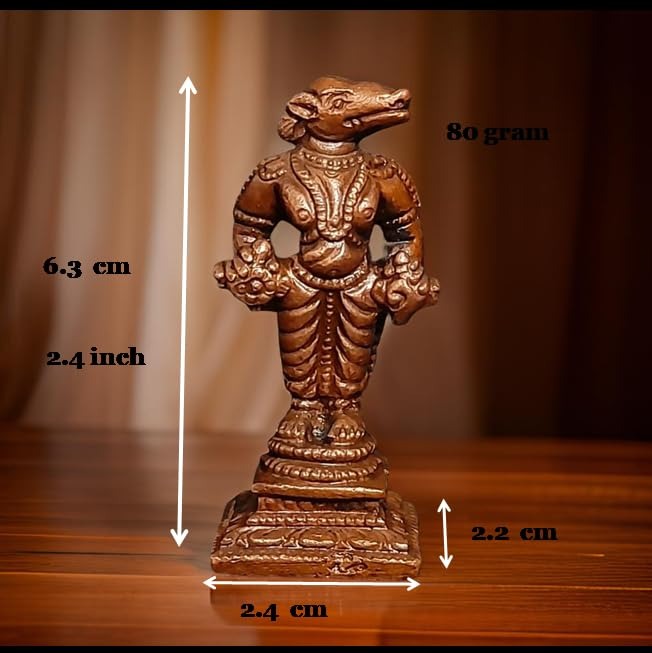 Brown Copper Idols Bhoo Varahar, 2.4 Inches, Handmade 80G, Pack Of 1 Piece