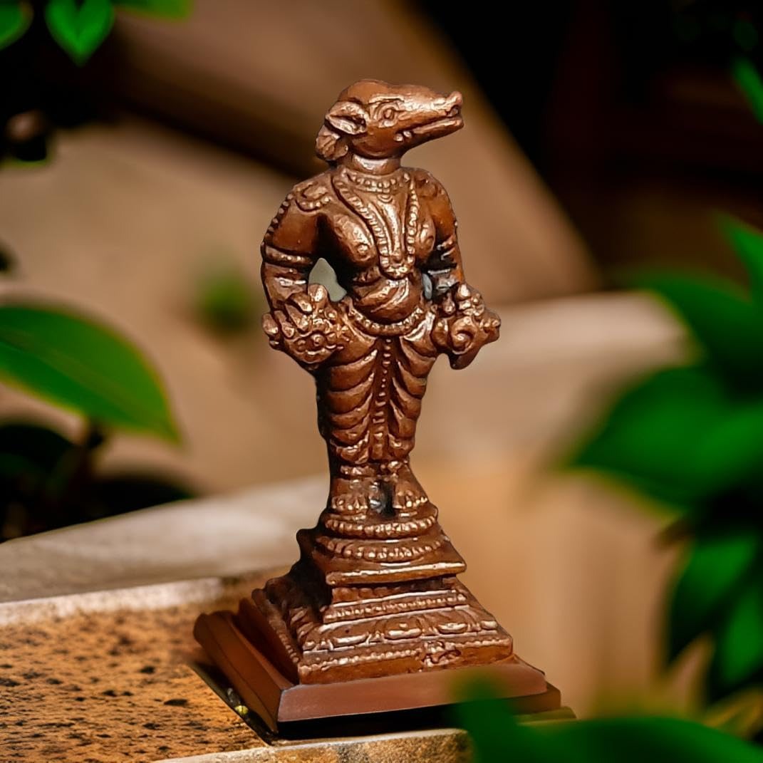 Brown Copper Idols Bhoo Varahar, 2.4 Inches, Handmade 80G, Pack Of 1 Piece