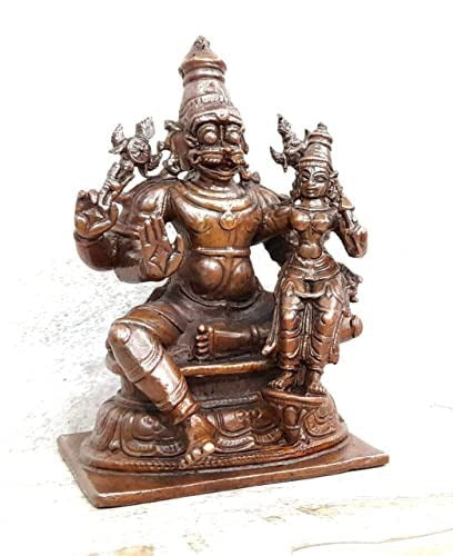 Brownish-Orange Copper Idols Of God Lakshmi Narasimhar By Unikraf , 3.8 Inches, 560G, Patina Antique Finish, Pack Of 1 Piece
