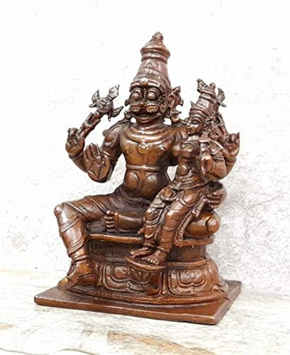 Brownish-Orange Copper Idols Of God Lakshmi Narasimhar By Unikraf , 3.8 Inches, 560G, Patina Antique Finish, Pack Of 1 Piece