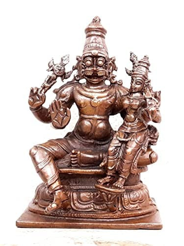 Brownish-Orange Copper Idols Of God Lakshmi Narasimhar By Unikraf , 3.8 Inches, 560G, Patina Antique Finish, Pack Of 1 Piece