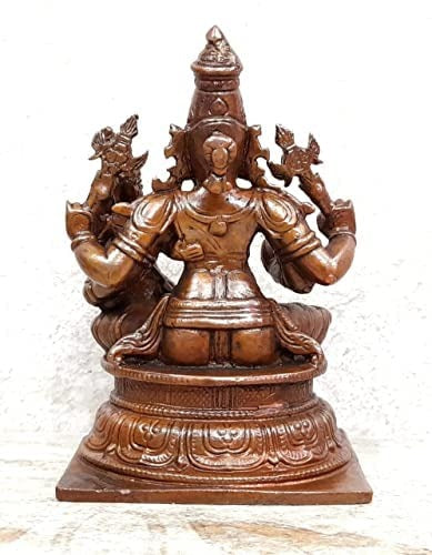 Brownish-Orange Copper Idols Of God Lakshmi Narasimhar By Unikraf , 3.8 Inches, 560G, Patina Antique Finish, Pack Of 1 Piece