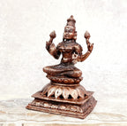 Brownish-Orange Copper Idols India, 4.7 Inches, Handmade Lakshmi Idol With, 680G, Patina Antique Finish, Pack Of 1 Piece