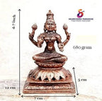 Brownish-Orange Copper Idols India, 4.7 Inches, Handmade Lakshmi Idol With, 680G, Patina Antique Finish, Pack Of 1 Piece