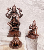 Brownish-Orange Copper Idols Of God Lord Shiva, Bhoogasakthi With Nandi, 5.5 Inch, 560G, Patina Antique Finish, Pack Of 1 Piece