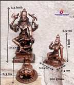 Brownish-Orange Copper Idols Of God Lord Shiva, Bhoogasakthi With Nandi, 5.5 Inch, 560G, Patina Antique Finish, Pack Of 1 Piece