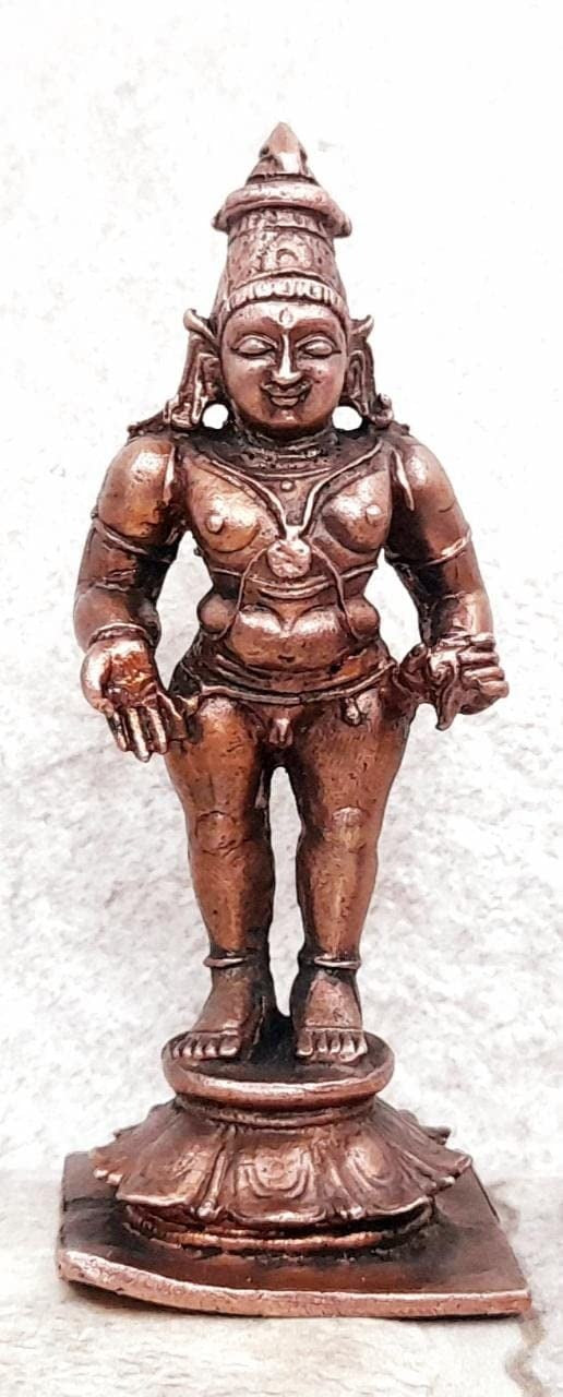 Brownish-Orange Copper Idols Indiaby, 3.4 Inches, Handmade Shri Vitthal Panduranga 140 Gram, Patina Antique Finish, Pack Of 1 Piece