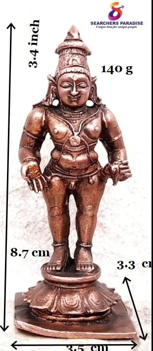 Brownish-Orange Copper Idols Indiaby, 3.4 Inches, Handmade Shri Vitthal Panduranga 140 Gram, Patina Antique Finish, Pack Of 1 Piece