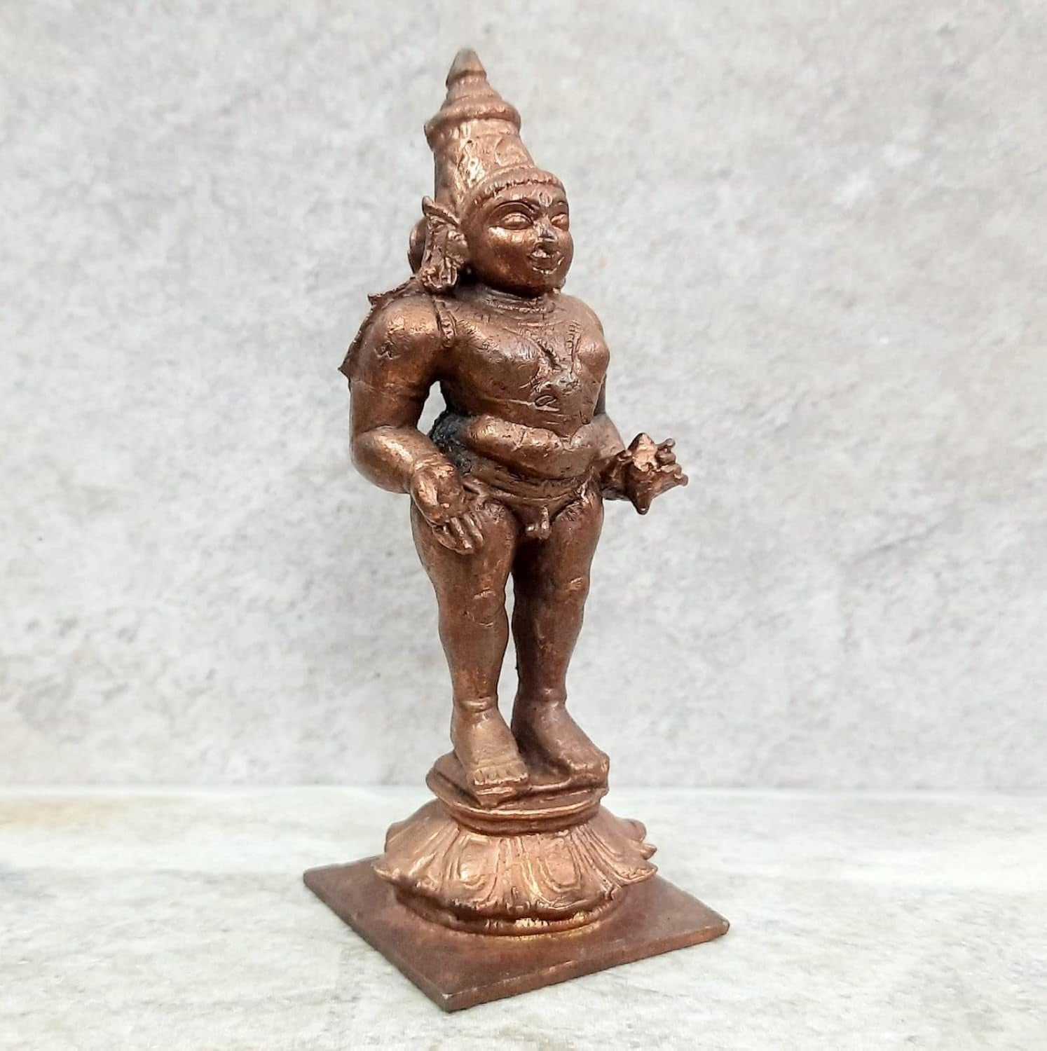Brownish-Orange Copper Idols Indiaby, 3.4 Inches, Handmade Shri Vitthal Panduranga 140 Gram, Patina Antique Finish, Pack Of 1 Piece