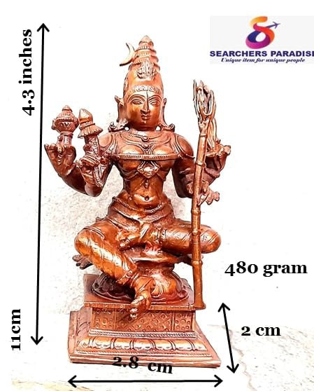 Brown Copper God Idols Raja Rajeshwari I, 4.3 Inches, 480G, Patina Antique Finish, Pack Of 1 Piece