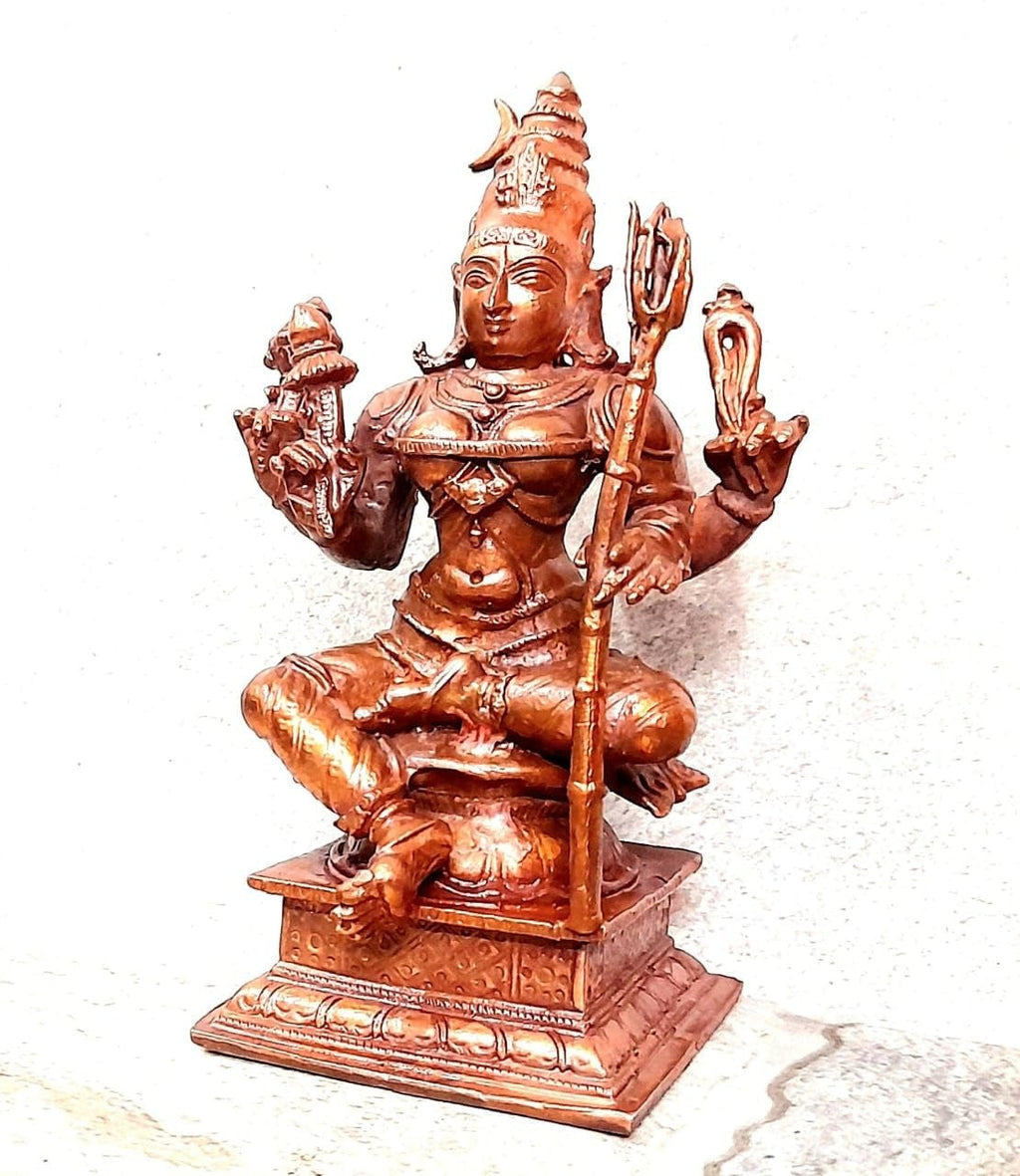 Brown Copper God Idols Raja Rajeshwari I, 4.3 Inches, 480G, Patina Antique Finish, Pack Of 1 Piece