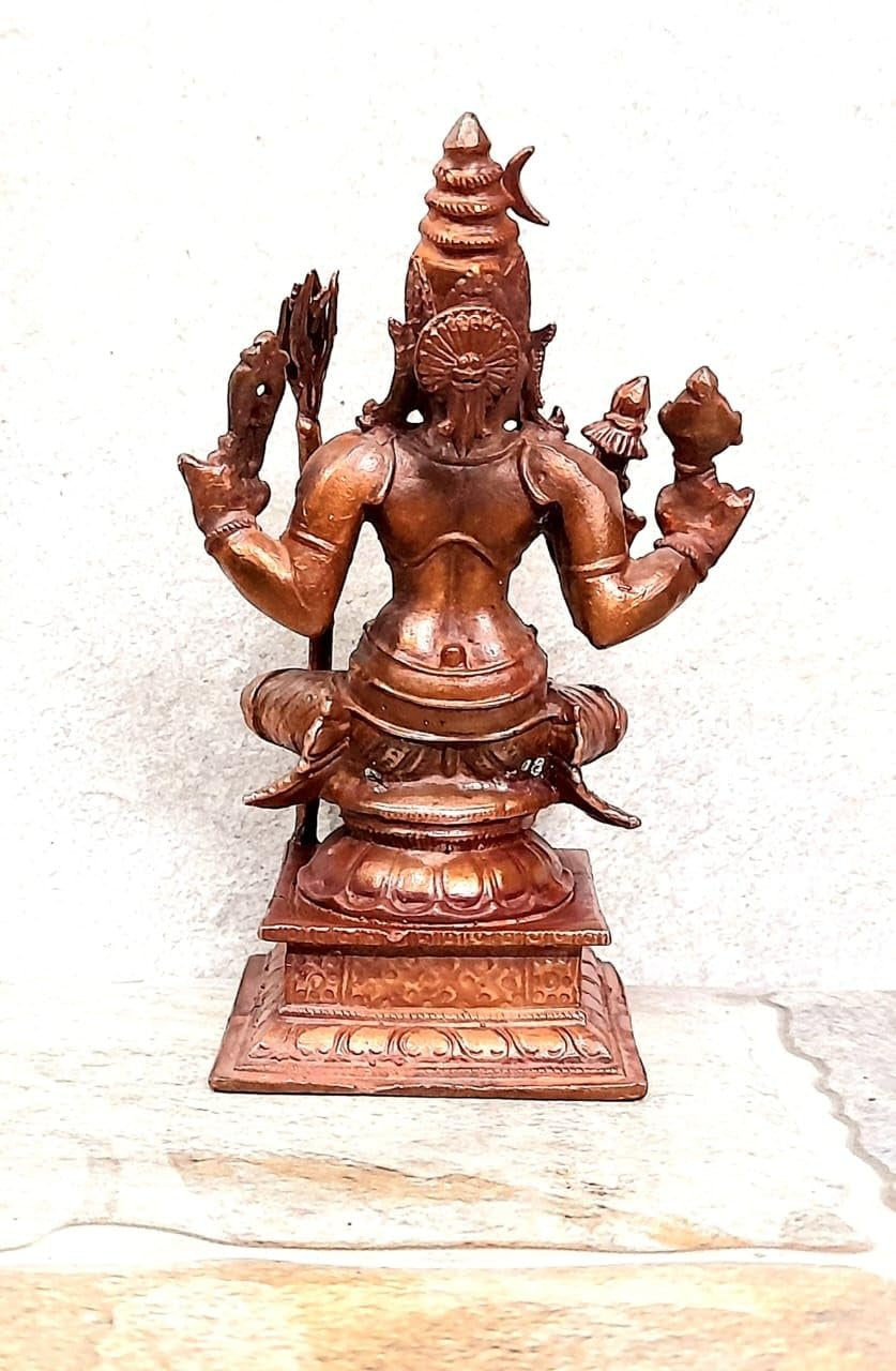 Brown Copper God Idols Raja Rajeshwari I, 4.3 Inches, 480G, Patina Antique Finish, Pack Of 1 Piece