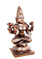 Brownish-Orange Copper Idols India, 3.6Inches, Handmade Mahalakshmi Idol With, 300Grams, Patina Antique Finish, Pack Of 1 Piece