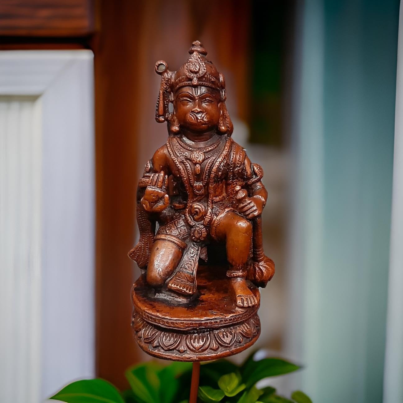 Brown Copper God Idol Hanuman, 4.5 Inches, 650G, Patina Antique Finish, Pack Of 1 Piece