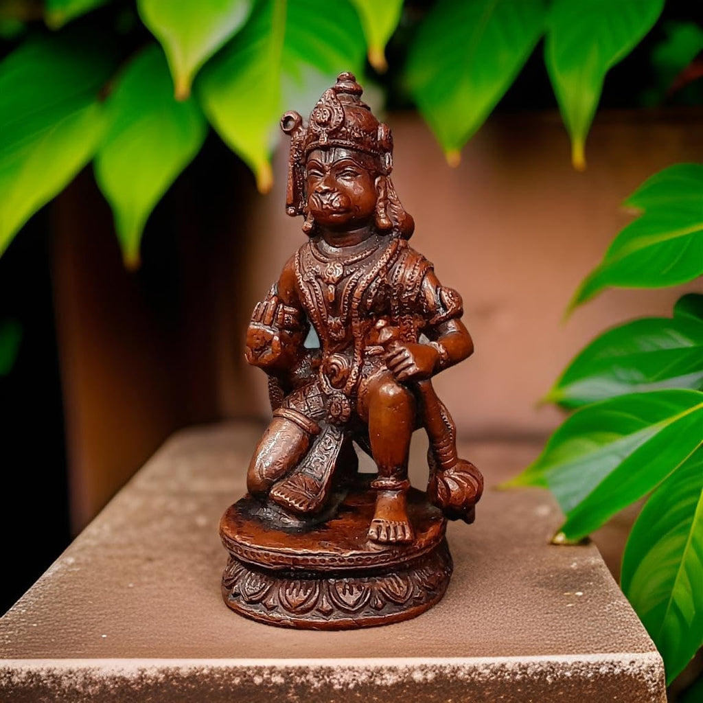 Brown Copper God Idol Hanuman, 4.5 Inches, 650G, Patina Antique Finish, Pack Of 1 Piece