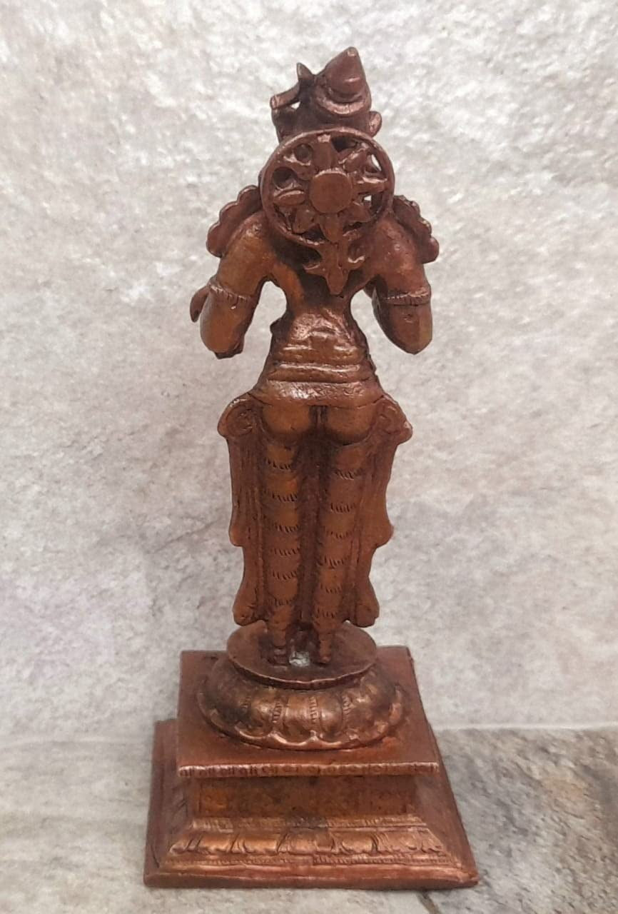 Brownish-Orange Copper Idols India, 4.8 Inches, Handmade Standing Goddess Varahi, 380 Gram, Patina Antique Finish, Pack Of 1 Piece