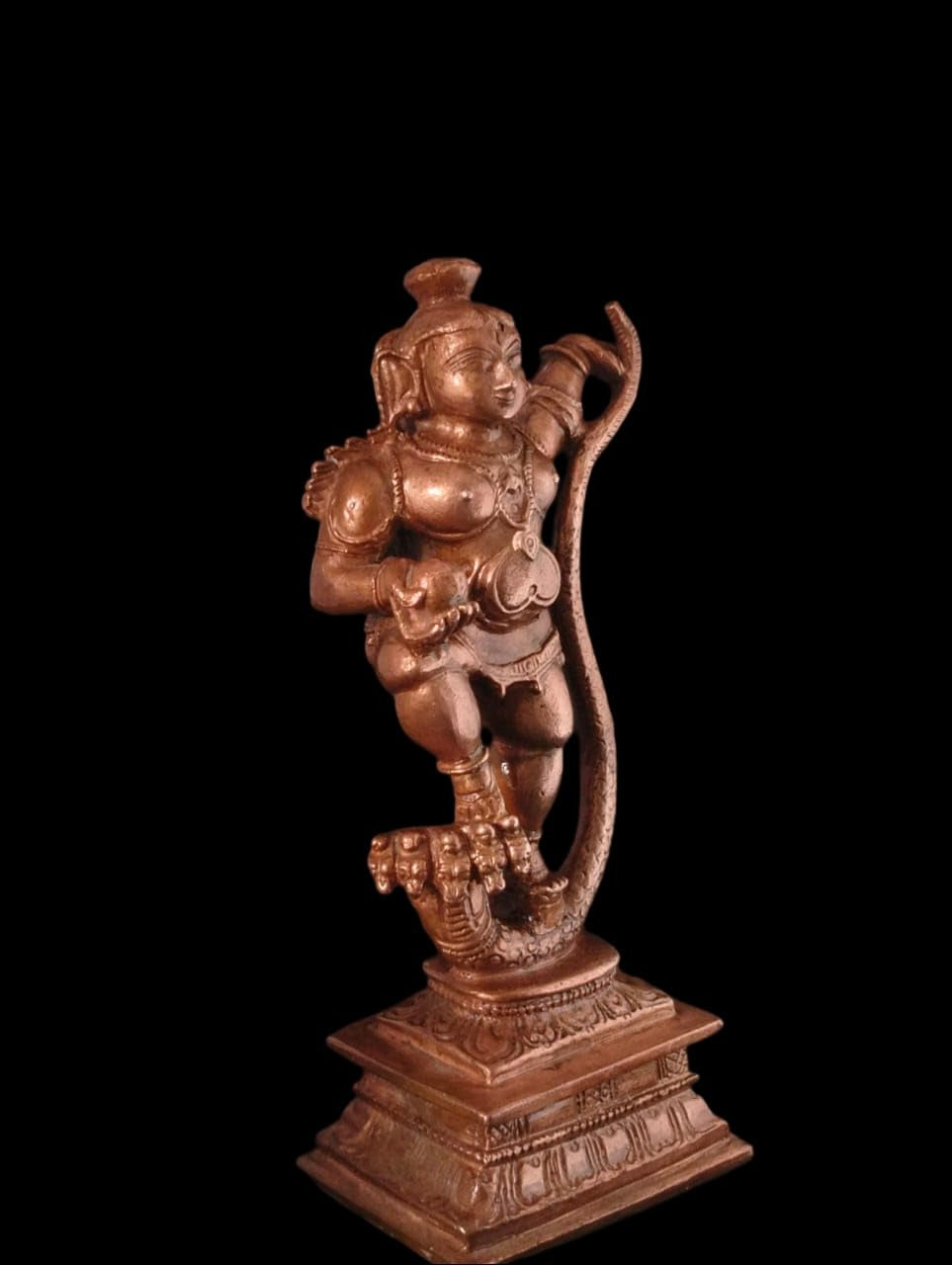 Brown Copper Idols India, Handmade Kalinganarthana Krishna 4.4 Inches, 330 Gram, Pack Of 1 Piece
