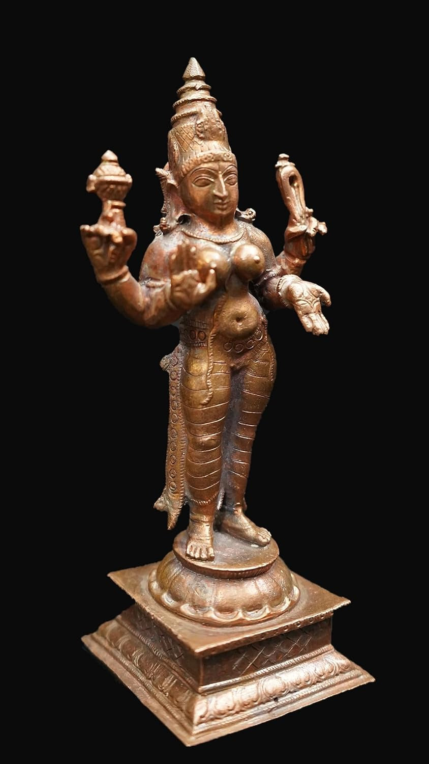 Brown Copper Idols Of Bhuvaneshwari, 5.2 Inches, Handmade 416G, Pack Of 1 Piece