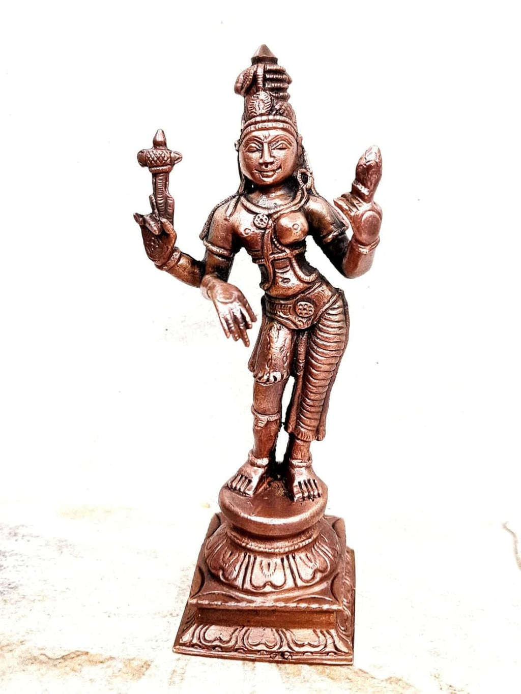 Brownish-Orange Copper Idols Of God Arthanaheeswarar By Unikraf , 6 Inches, 450G, Patina Antique Finish, Pack Of 1 Piece