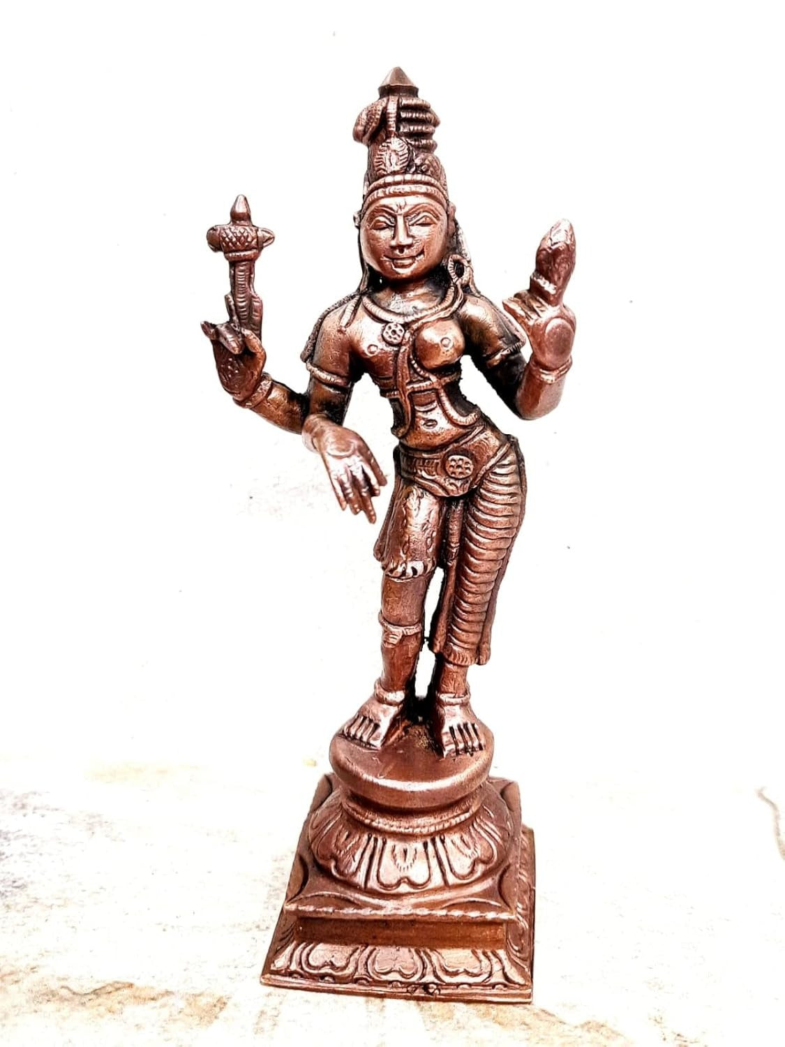 Brownish-Orange Copper Idols Of God Arthanaheeswarar By Unikraf , 6 Inches, 450G, Patina Antique Finish, Pack Of 1 Piece
