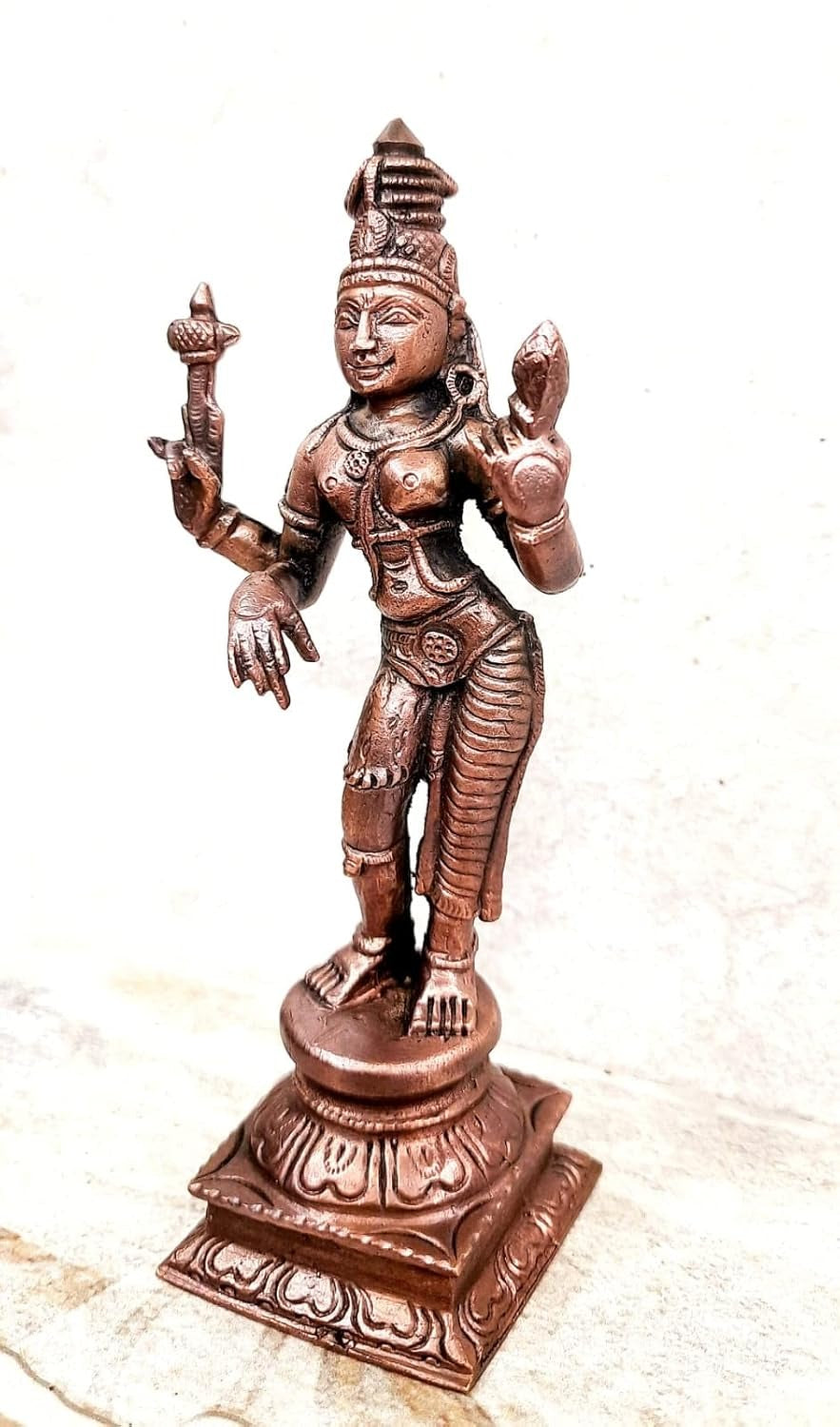 Brownish-Orange Copper Idols Of God Arthanaheeswarar By Unikraf , 6 Inches, 450G, Patina Antique Finish, Pack Of 1 Piece