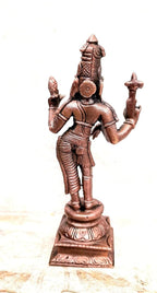 Brownish-Orange Copper Idols Of God Arthanaheeswarar By Unikraf , 6 Inches, 450G, Patina Antique Finish, Pack Of 1 Piece