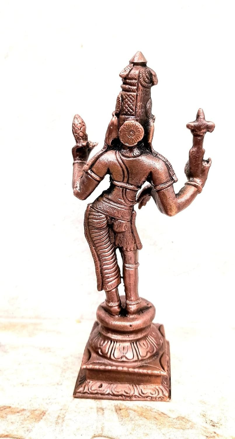 Brownish-Orange Copper Idols Of God Arthanaheeswarar By Unikraf , 6 Inches, 450G, Patina Antique Finish, Pack Of 1 Piece