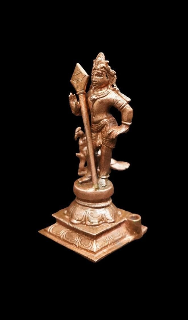 Brown Copper Idols Of God Murugar, 5.1 Inches, 420 Gram, Handmade, Pack Of 1 Piece