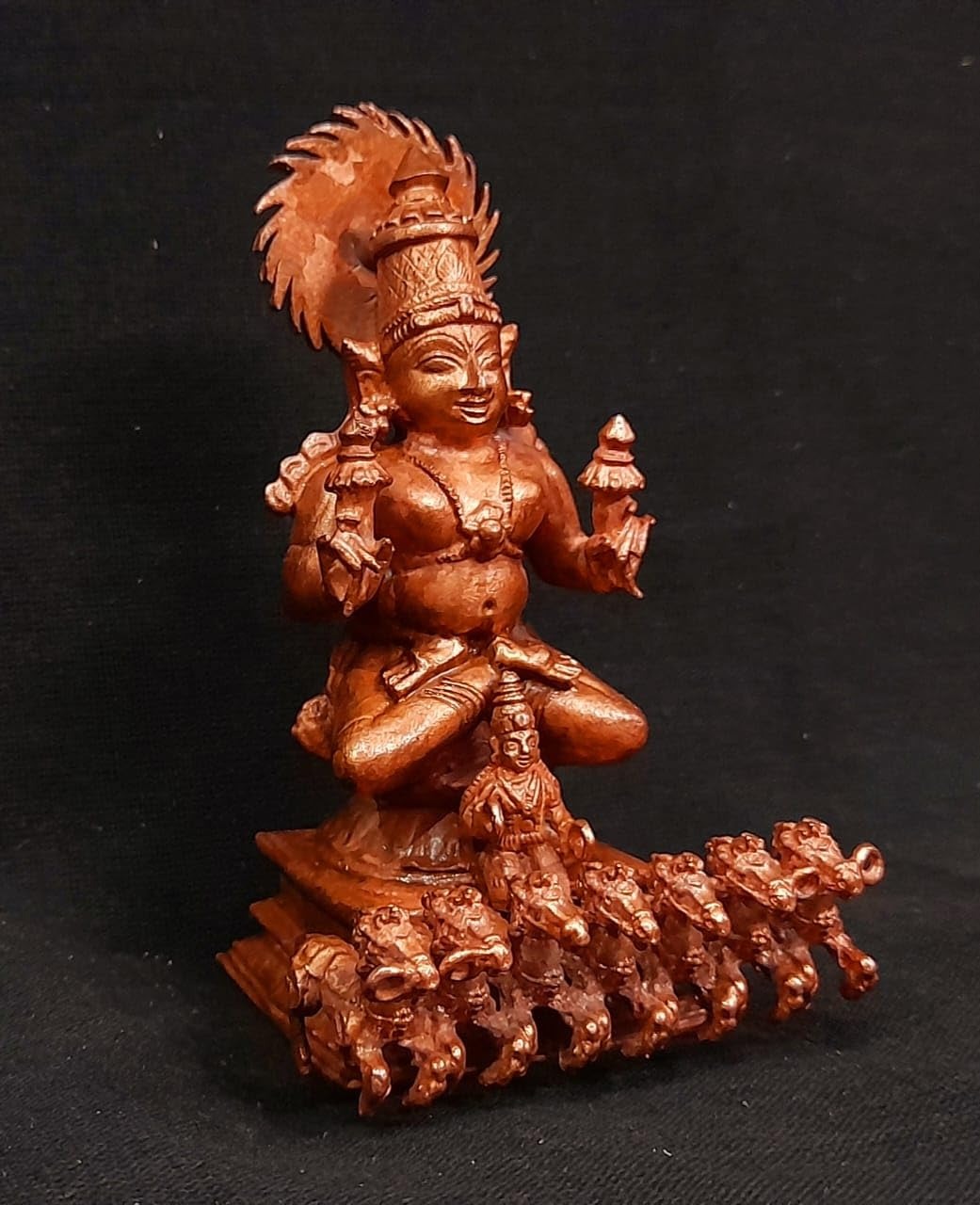 Brown Copper Handmade Suriya Narayana, 11 Cm, 400G, Patina Antique Finish, Pack Of 1 Piece