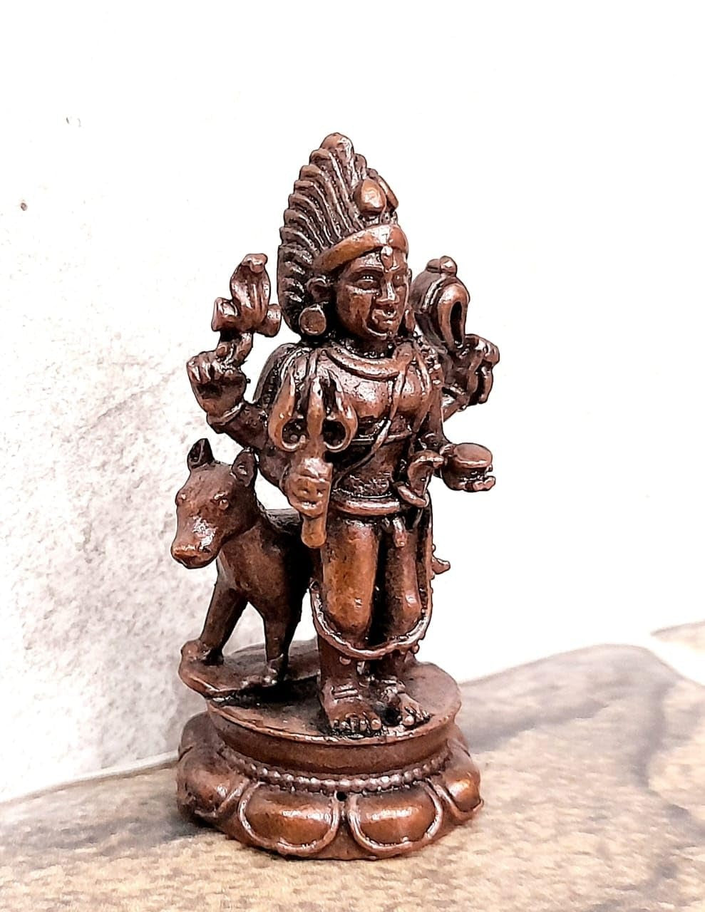 Brown Copper Idols Of God Kalabhairavar, 2..5 Inches, 73G, Patina Antique Finish, Pack Of 1 Piece