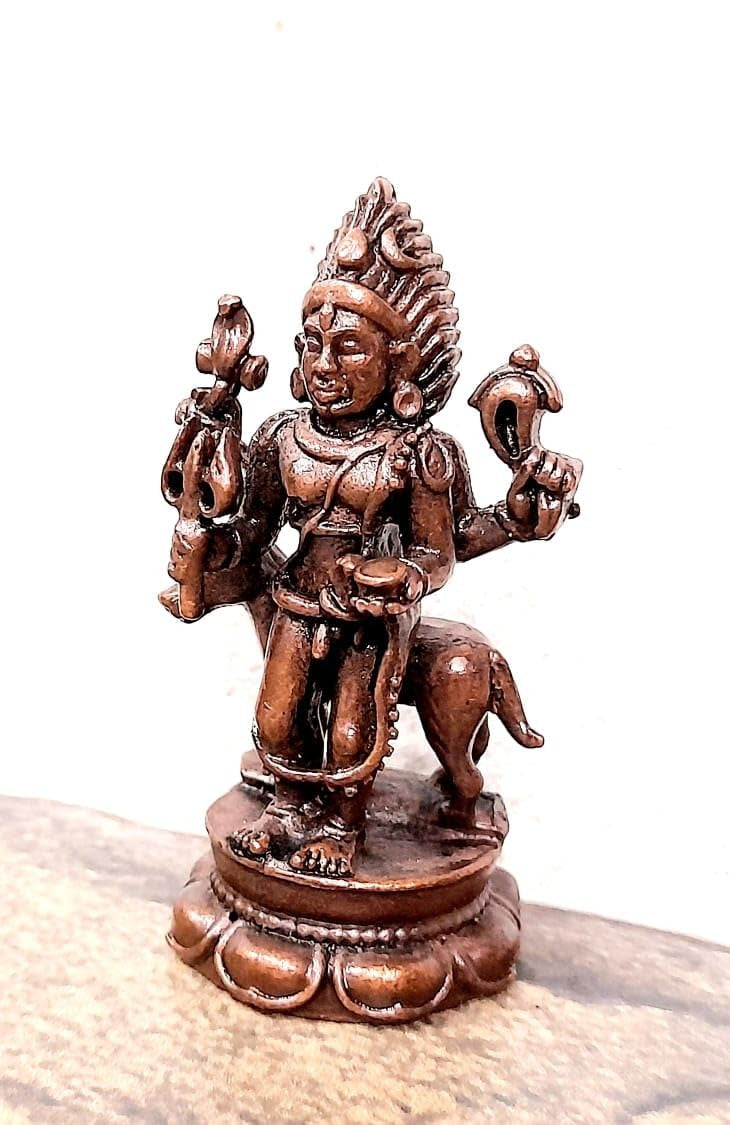 Brown Copper Idols Of God Kalabhairavar, 2..5 Inches, 73G, Patina Antique Finish, Pack Of 1 Piece