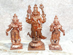Brownish-Orange Copper Idols Of God Murugar With Valli And Deivanani By Unikraf , 4.5 Inches, 620, Patina Antique Finish, Pack Of 3 Piece