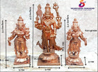 Brownish-Orange Copper Idols Of God Murugar With Valli And Deivanani By Unikraf , 4.5 Inches, 620, Patina Antique Finish, Pack Of 3 Piece