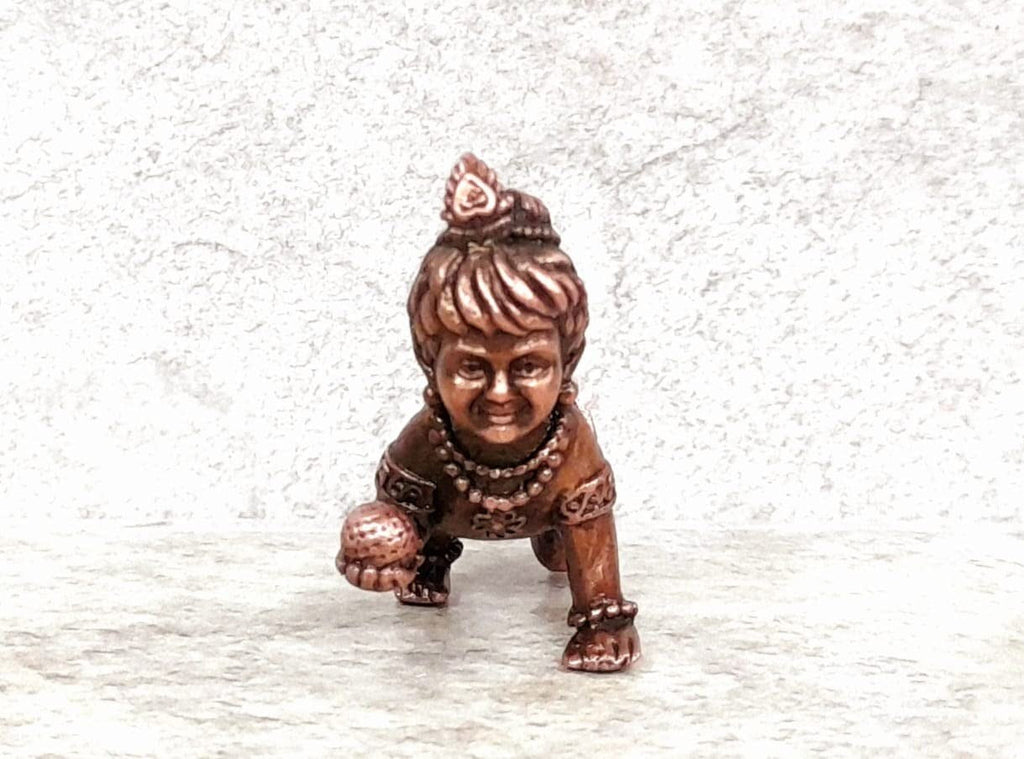 Brownish-Orange Copper Idols Of God Bala Krishna By Unikraf , 1.6 Inches, 55G, Patina Antique Finish, Pack Of 1 Piece