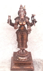 Brownish-Orange Copper Idols Indiaby, 5 Inches, Handmade Goddess Varahi, 365 Gram, Patina Antique Finish, Pack Of 1 Piece