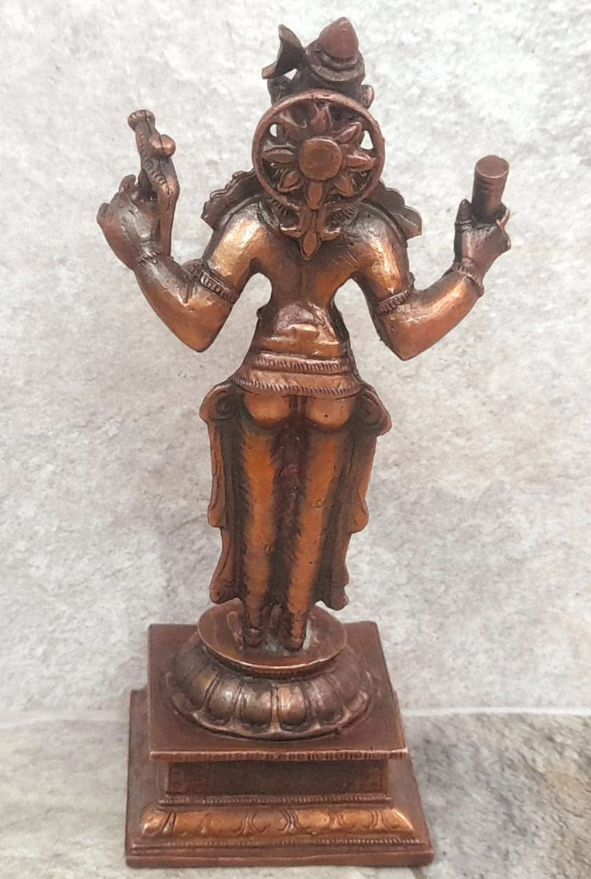 Brownish-Orange Copper Idols Indiaby, 5 Inches, Handmade Goddess Varahi, 365 Gram, Patina Antique Finish, Pack Of 1 Piece