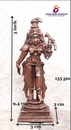 Brownish-Orange Copper Idols Of God Andal By Unikraf , 9.4 Cm, 155 G, Patina Antique Finish, Pack Of 1 Piece