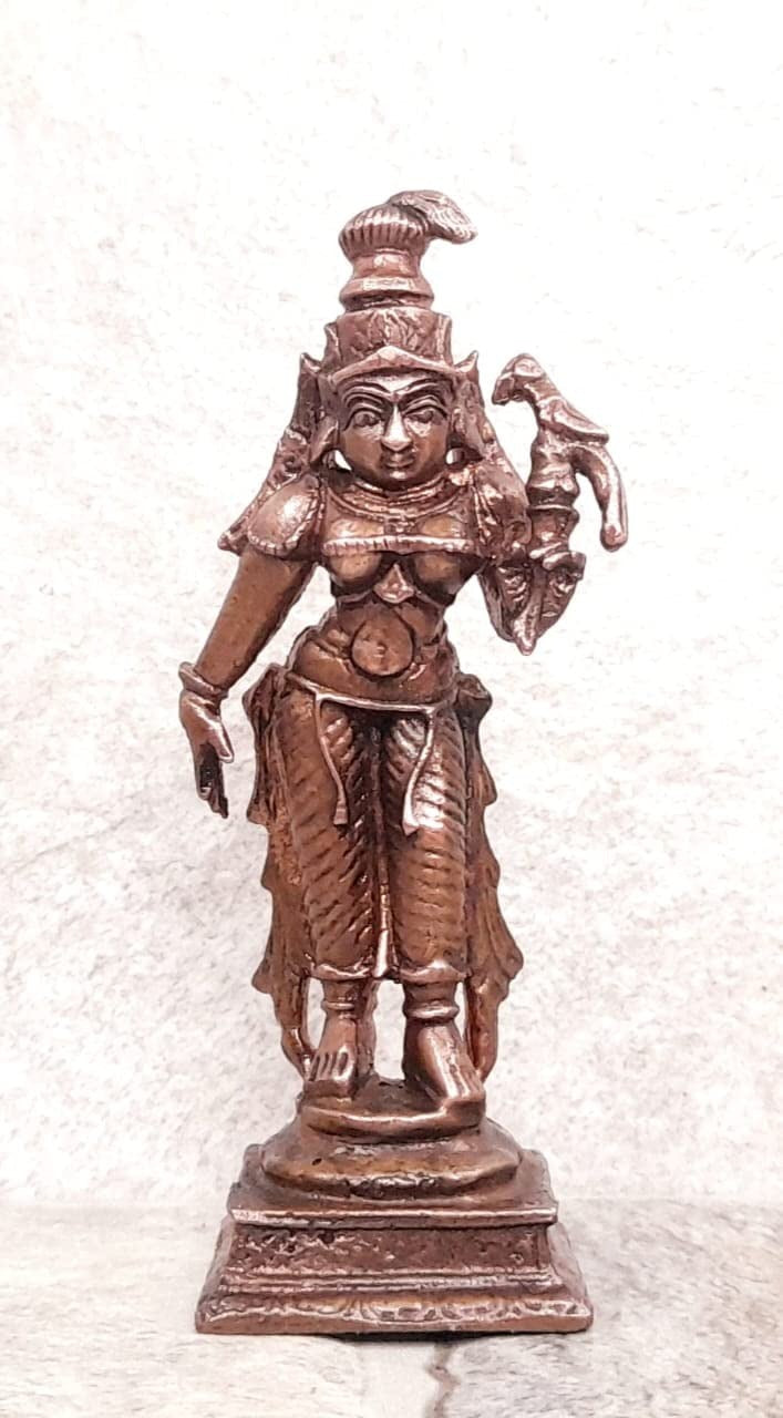 Brownish-Orange Copper Idols Of God Andal By Unikraf , 9.4 Cm, 155 G, Patina Antique Finish, Pack Of 1 Piece