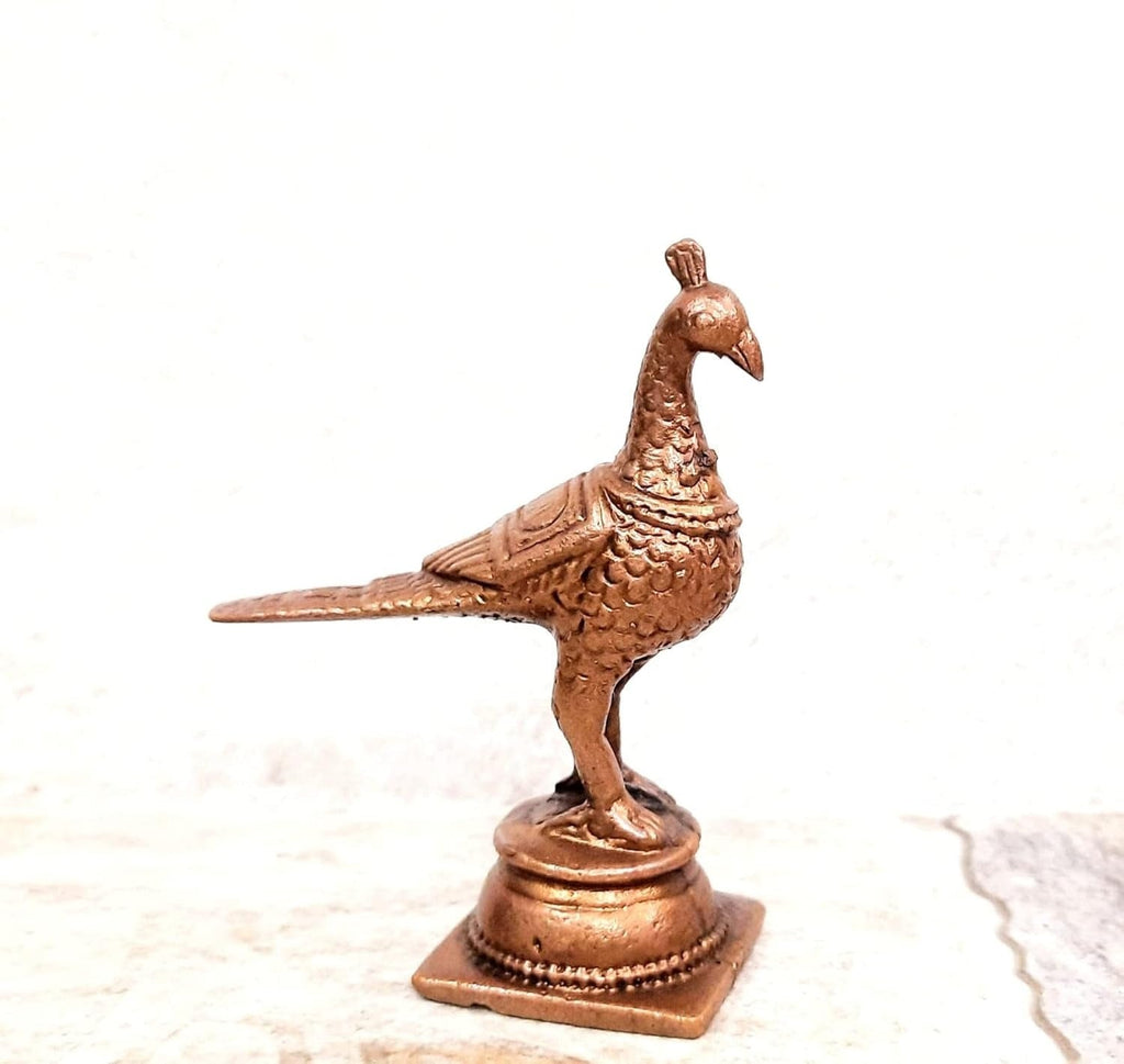 Brownish-Orange Copper Idols Indiaby, 3.2 Inches, Handmade Peacock 140G, Patina Antique Finish, Pack Of 1 Piece