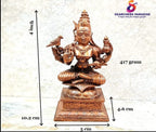 Brownish-Orange Copper Idols India, 4 Inches, Hanmade Goddess Sardhambal 417 Gram, Patina Antique Finish, Pack Of 1 Piece