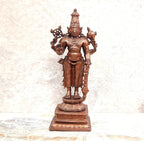 Copper Copper Handmade God Idols Maha Vishnu -, 5.2 Inches, 360G, Patina Antique Finish, Pack Of 1 Piece