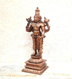 Copper Copper Handmade God Idols Maha Vishnu -, 5.2 Inches, 360G, Patina Antique Finish, Pack Of 1 Piece