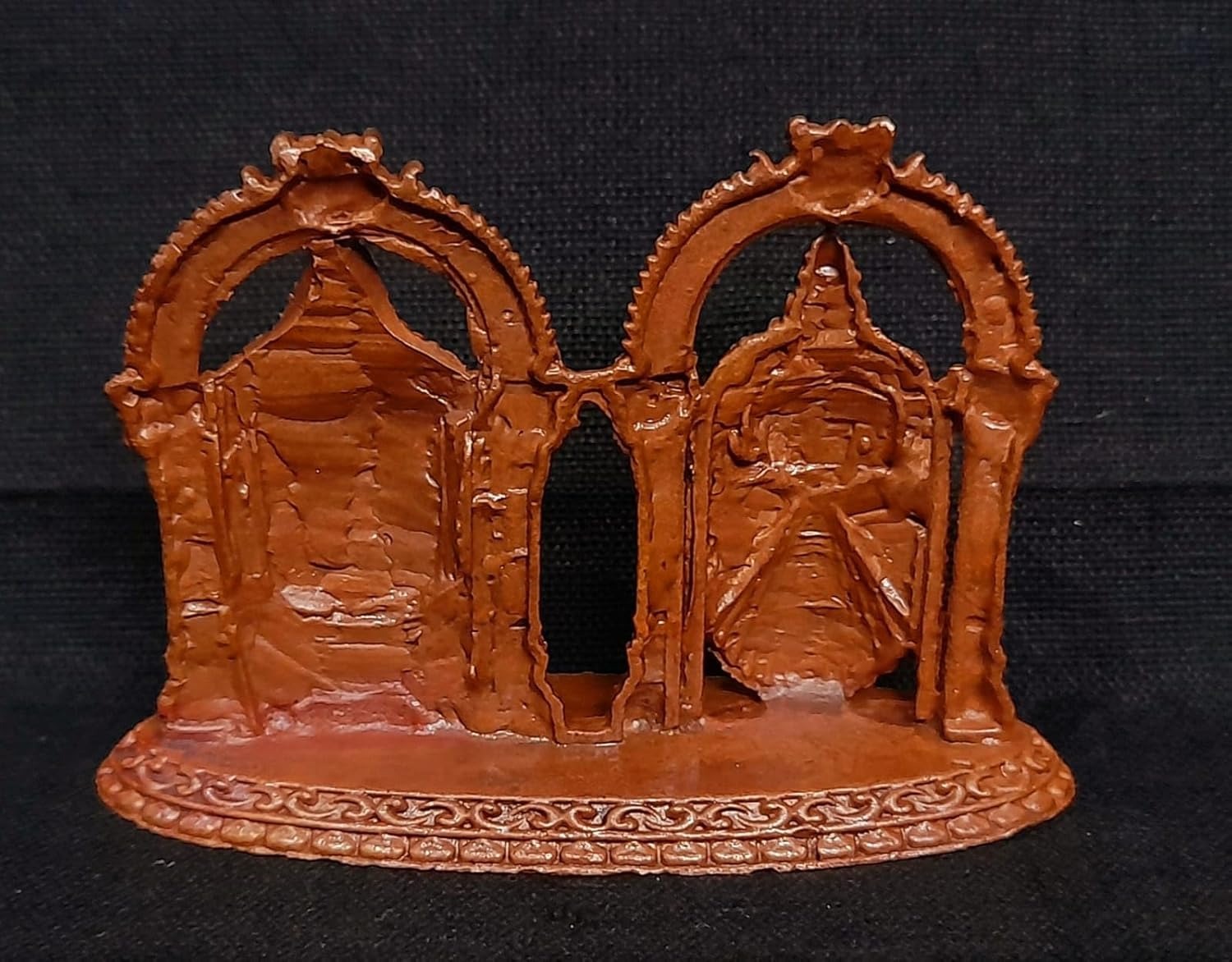 Brownish-Orange Copper Idols India, 1.8 Inches, Handmade Lord Balaji With Bhudevi, 60G, Patina Antique Finish, Pack Of 1 Piece