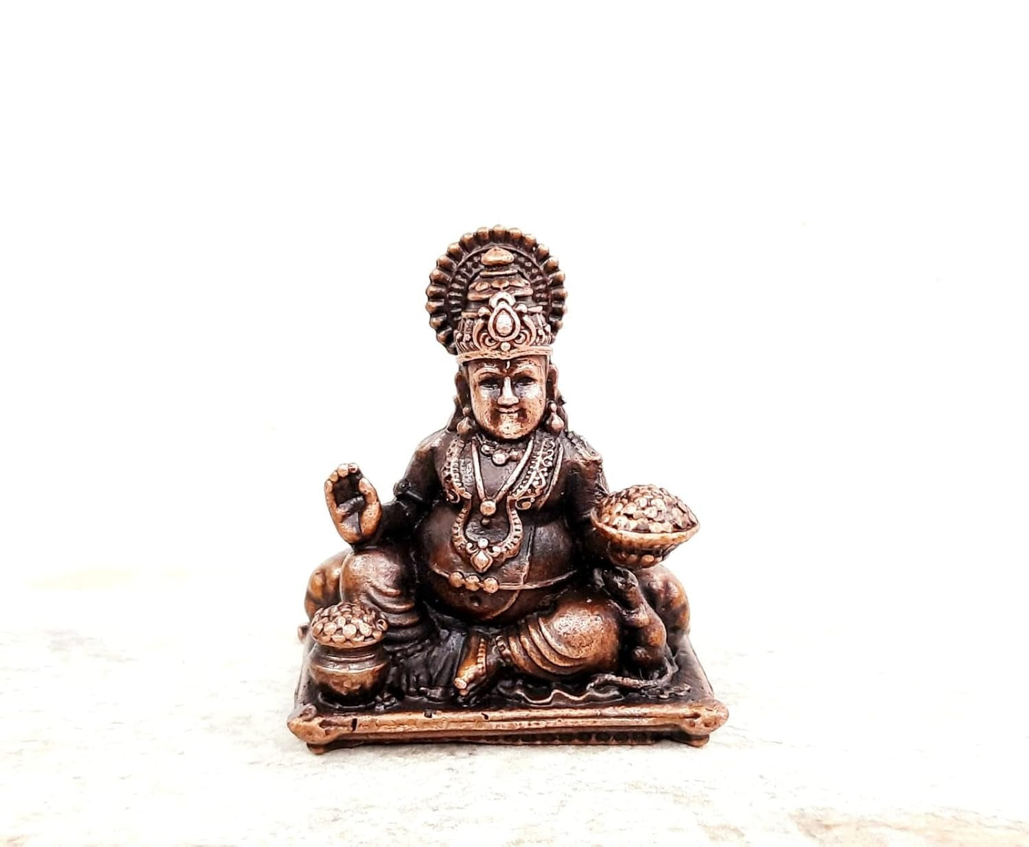 Brownish-Orange Copper Idols Indiaby Unikraf , 1.8 Inches, Handmade Kuberar, 90G, Patina Antique Finish, Pack Of 1 Piece