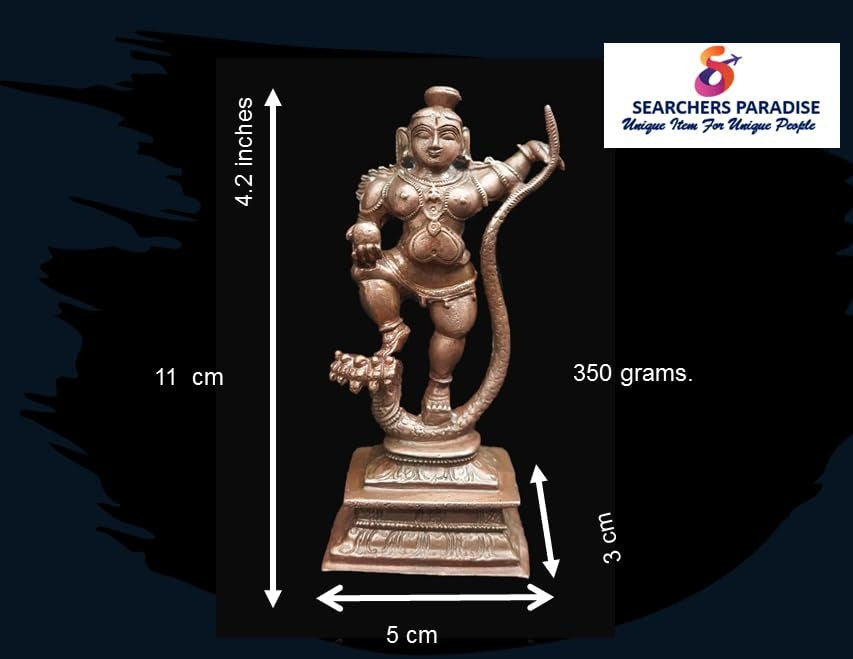 Brown Copper Idols Handmade Kalinganarthana Krishn India, 4.2 Inches, A 350 Gm, Pack Of 1 Piece