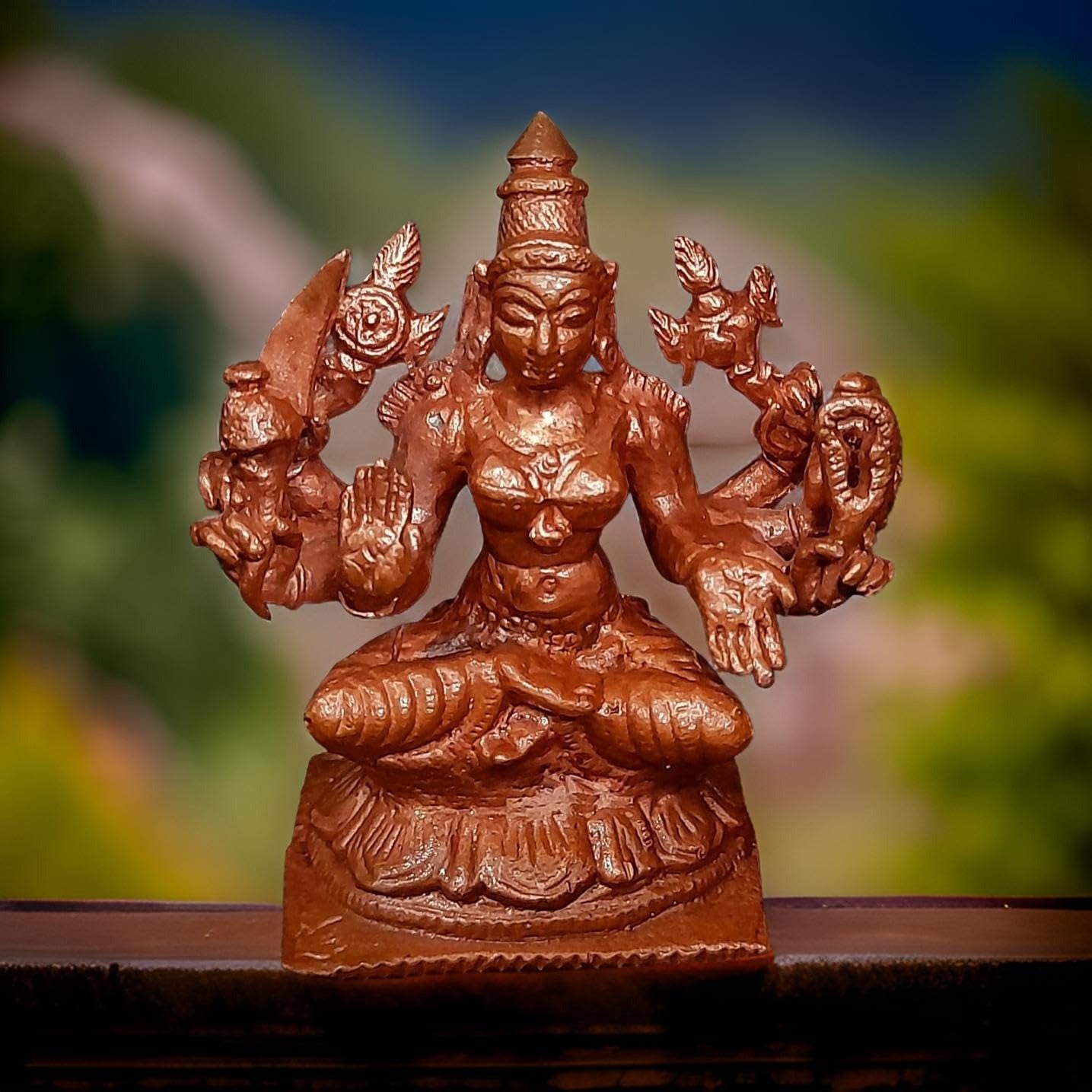 Brown Handmade Copper Rarest Astalakshmi Combo Set, 2.3 Inches 1.1 Kg Pack Of 8 Piece