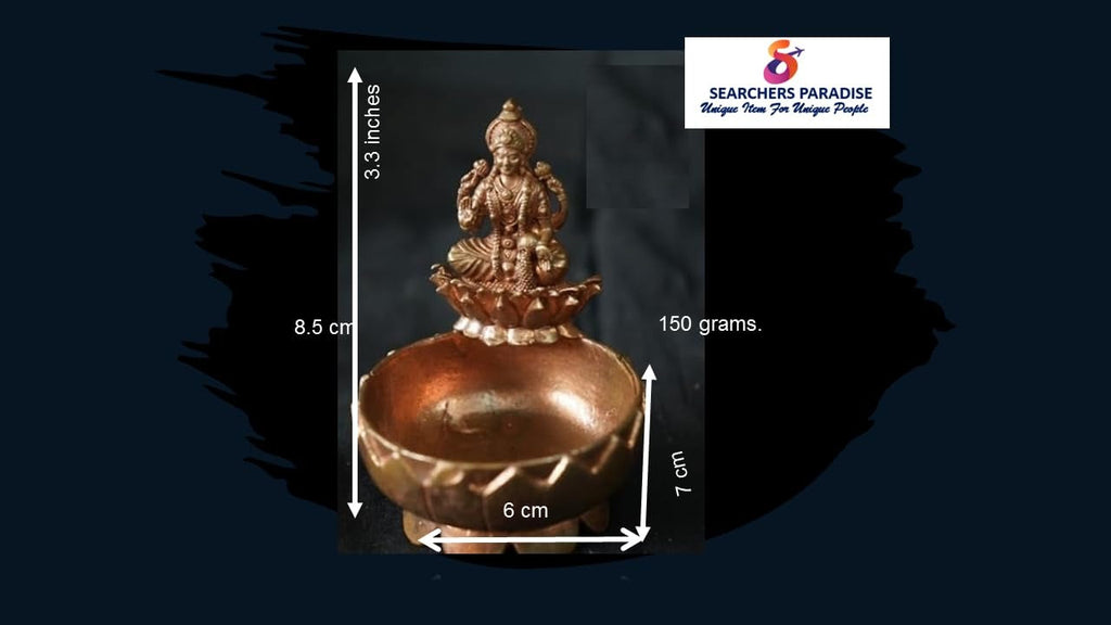 Brown Copper Idols Of Lakshmi With Flower Pot, 3.3 Inches Weight 150 Gram, Pack Of 1 Piece