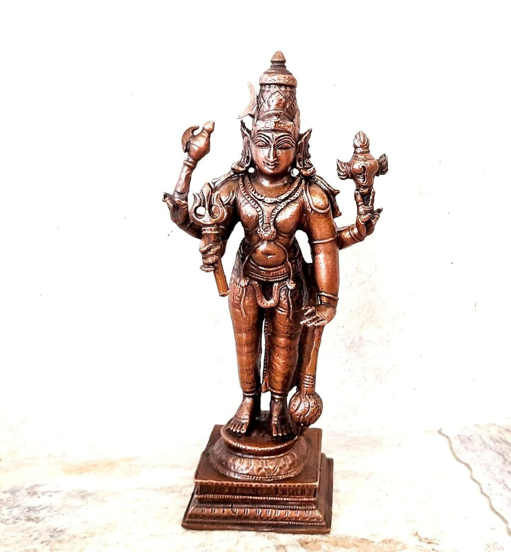 Brownish-Orange Copper Idols Of God Sankaranarayanar By Unikraf , 6 Inches, 800G, Patina Antique Finish, Pack Of 1 Piece