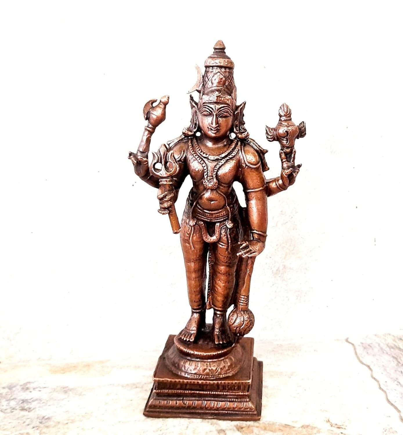 Brownish-Orange Copper Idols Of God Sankaranarayanar By Unikraf , 6 Inches, 800G, Patina Antique Finish, Pack Of 1 Piece